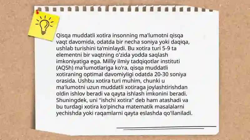 Xotira turlari va uning jarayonlari 3