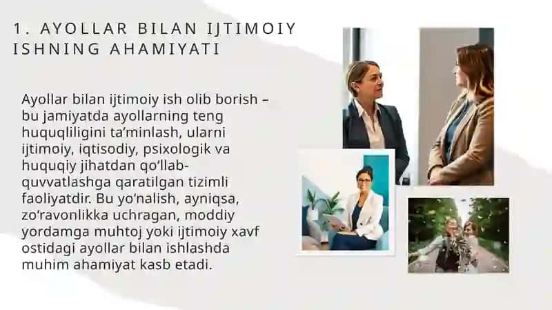 Ayollar bilan ijtimoiy ish usullari 3