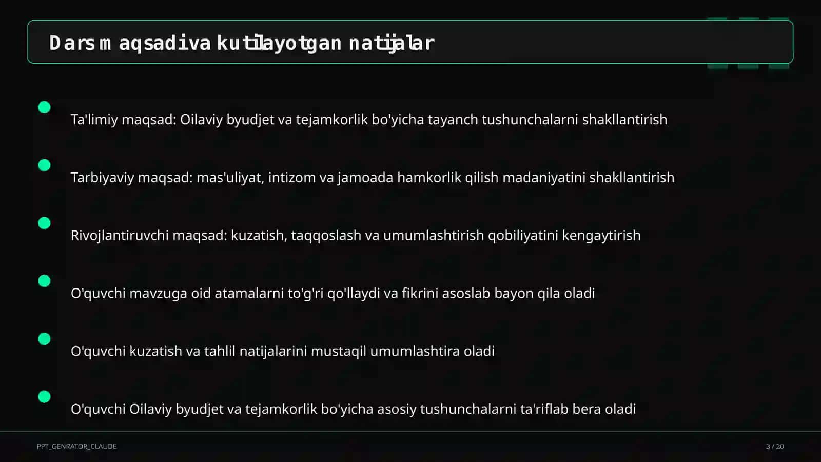 Oilaviy byudjet va tejamkorlik (9-sinf) 3