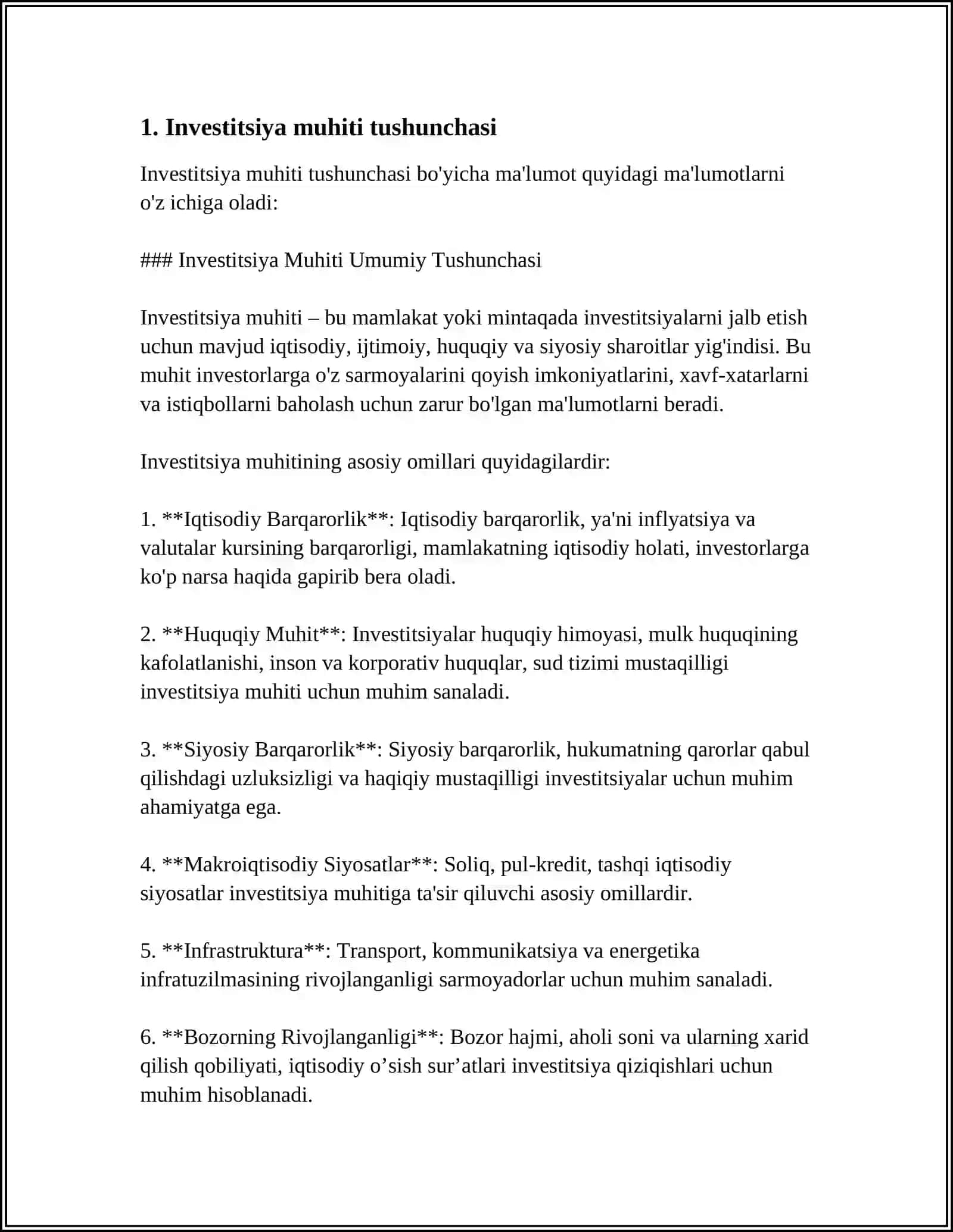 INVESTITSIYA FAOLIYATINI RIVOJLANTIRISHDA INVESTITSIYA MUHITINING O’RNI 3