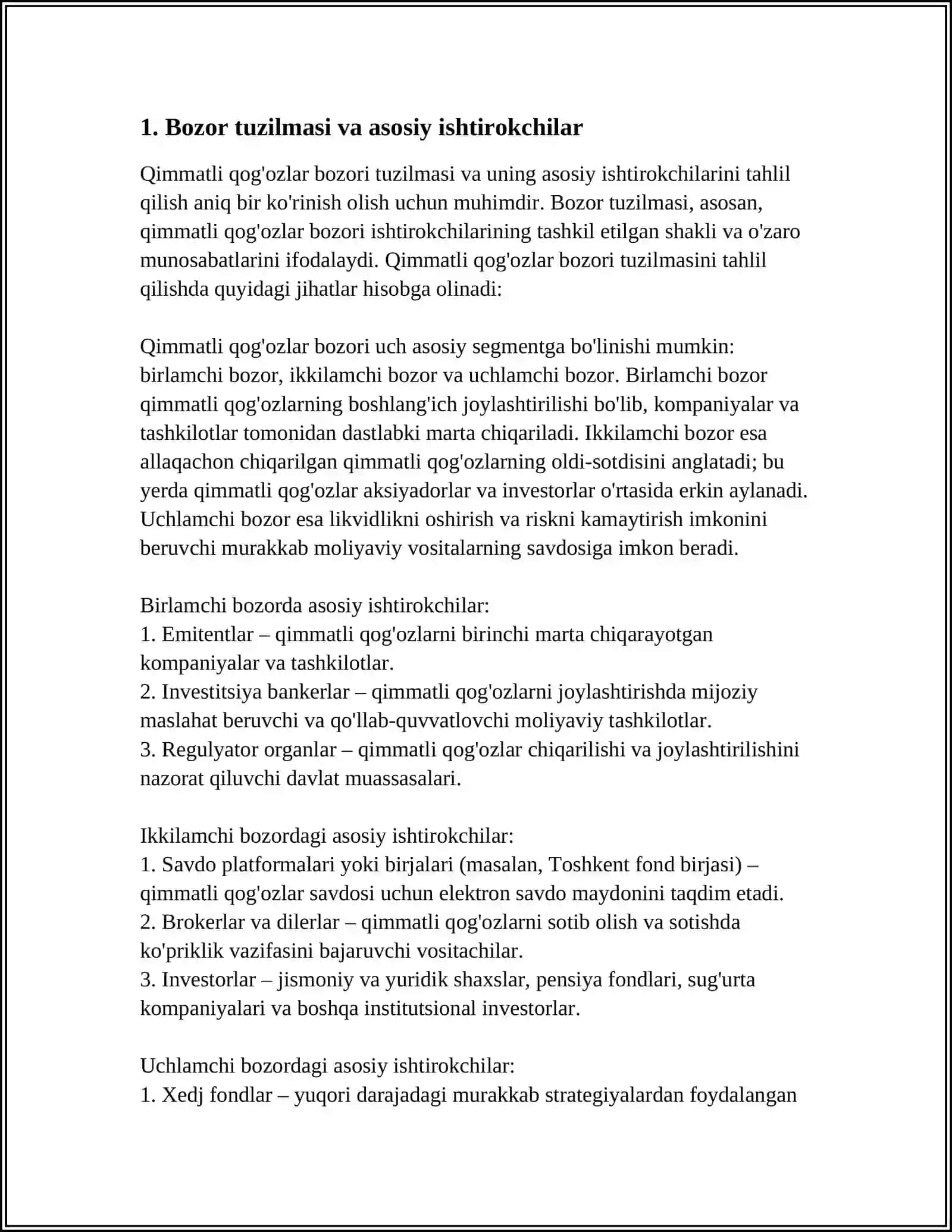 QIMMATLI QOG'OZLAR BOZORI TAHLILI 3