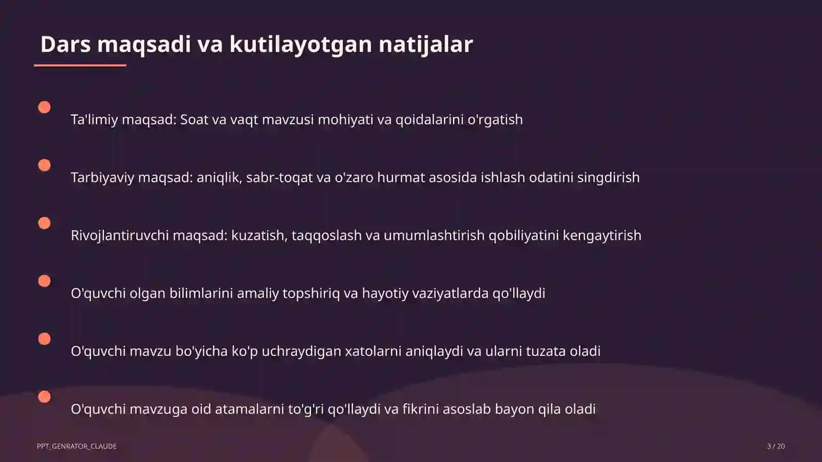 Soat va vaqt (1-sinf) 3