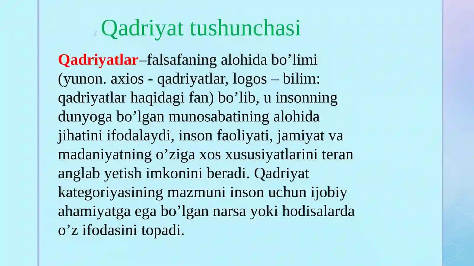 Qadriyatlar falsafasi (aksiologiya) 3
