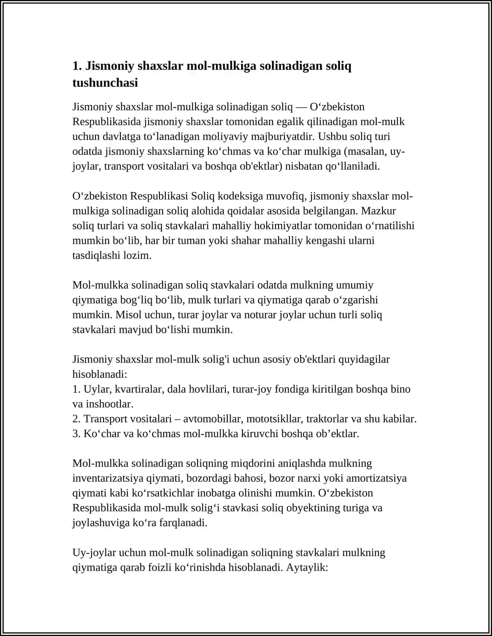 Jismoniy shaxslar mol-mulkiga solinadigan soliq tushunchasi 3