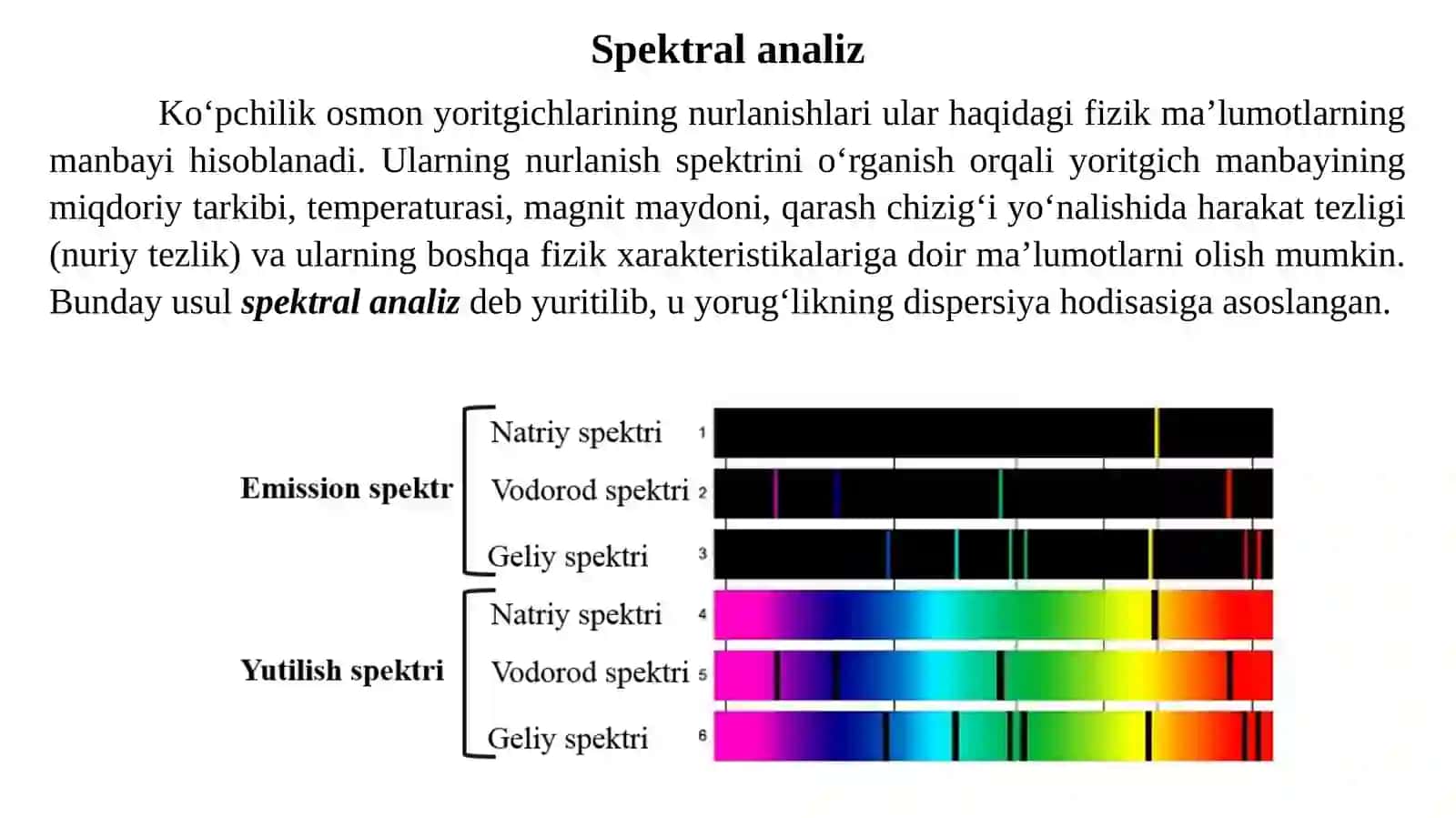 NURLANISH QONUNLARI VA OSMON JISMLARINING FIZIK TABIATLARINI SPEKTRAL METODLAR YORDAMIDA O‘RGANISH 3