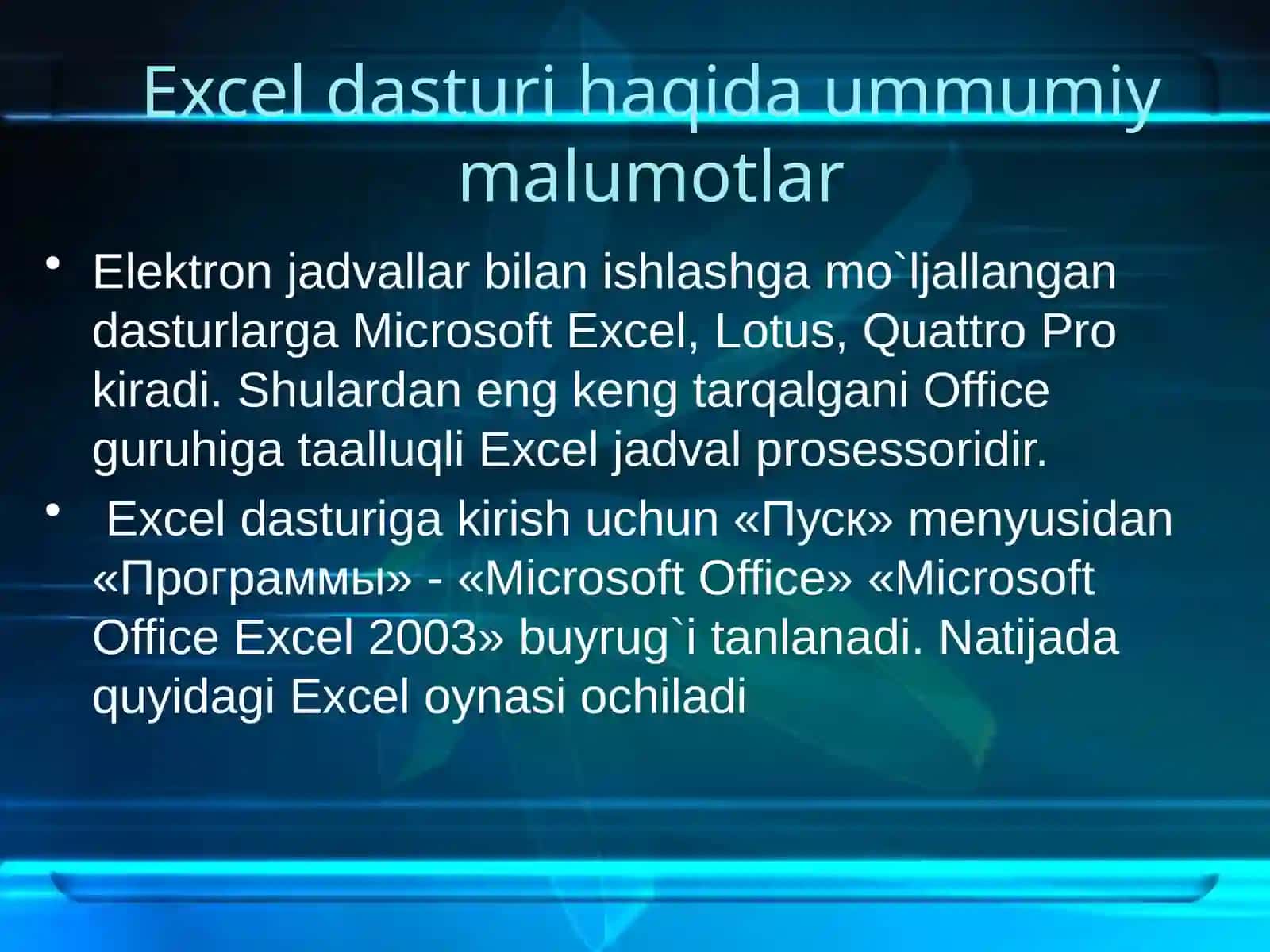 Excelda formulalar va funksiyalar bilan ishlash, diagrammalar yaratish 3