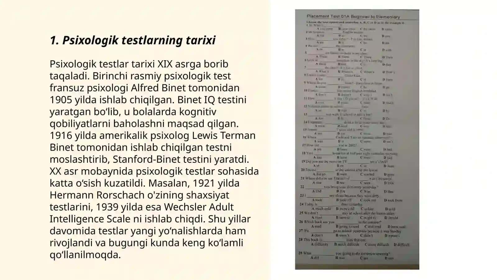 Psixologik testlar va ularning turlari 3