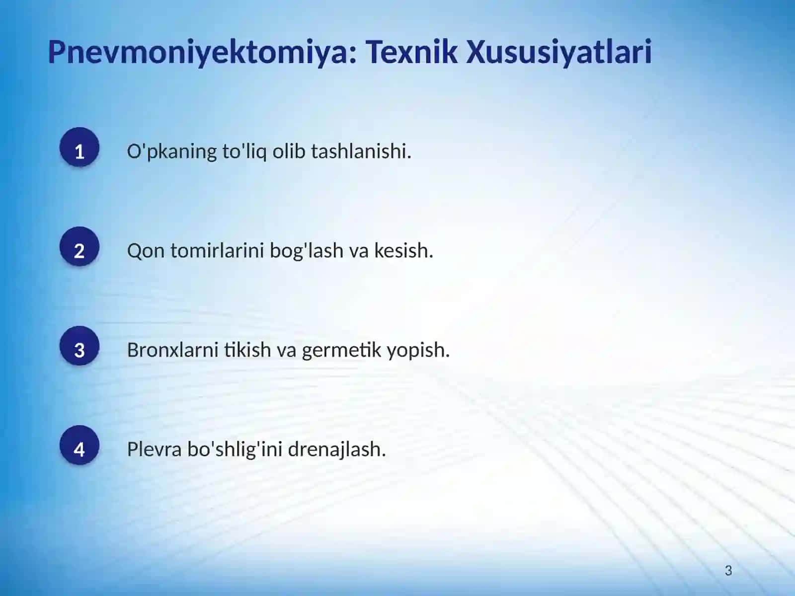 Pnevmoniyektomiya, Lobektomiya va Segmentektomiya Texnikalari 3