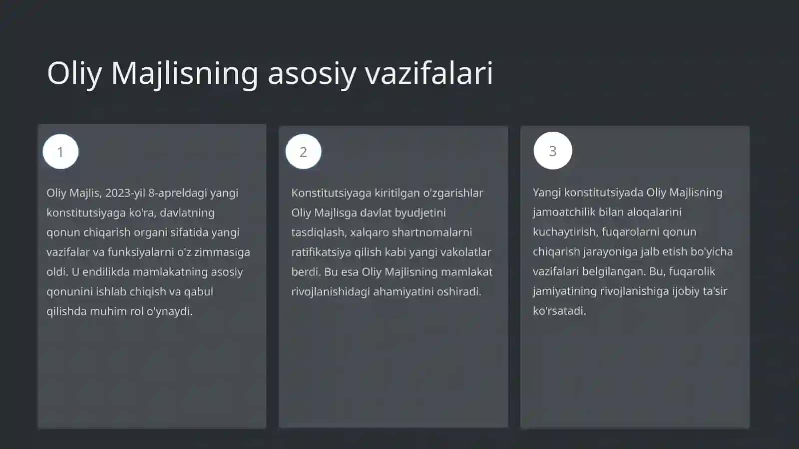 Oliy Majlis yangi konstitutsiyada 3