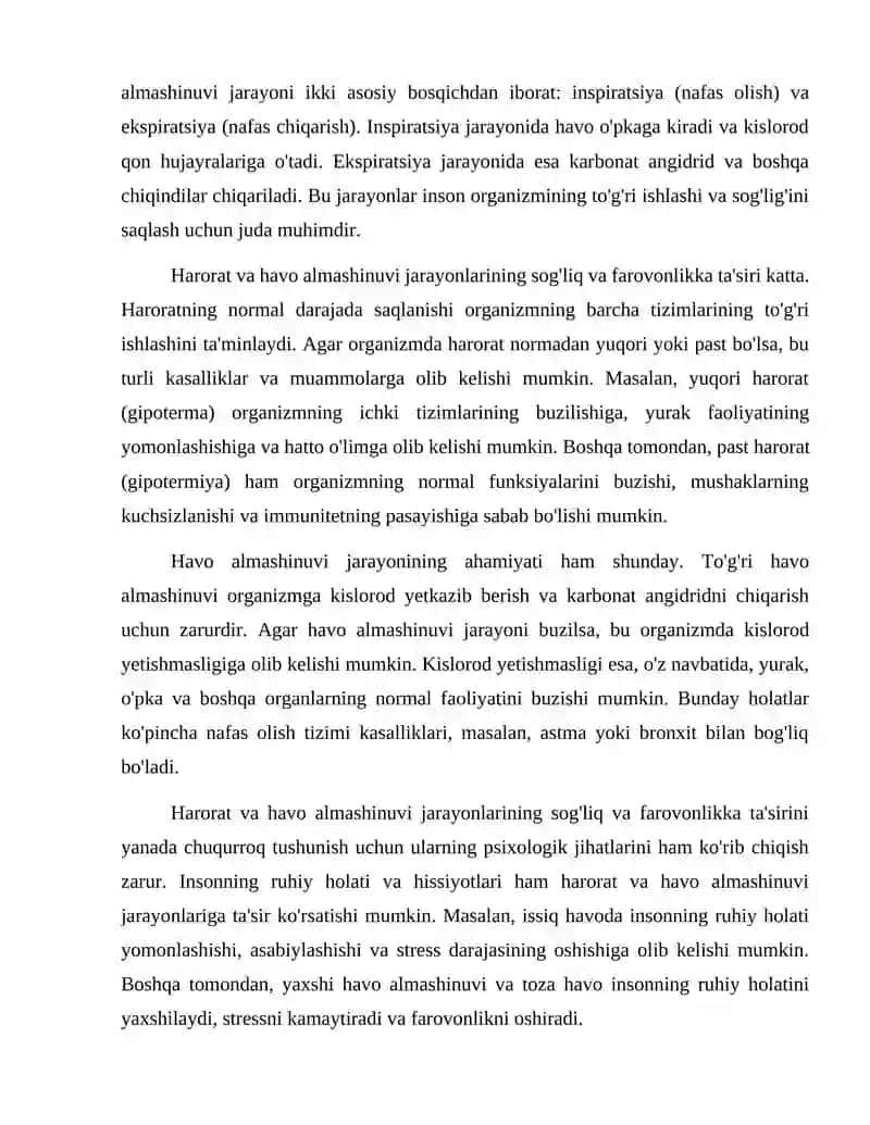 Harorat va havo almashinuvi 3