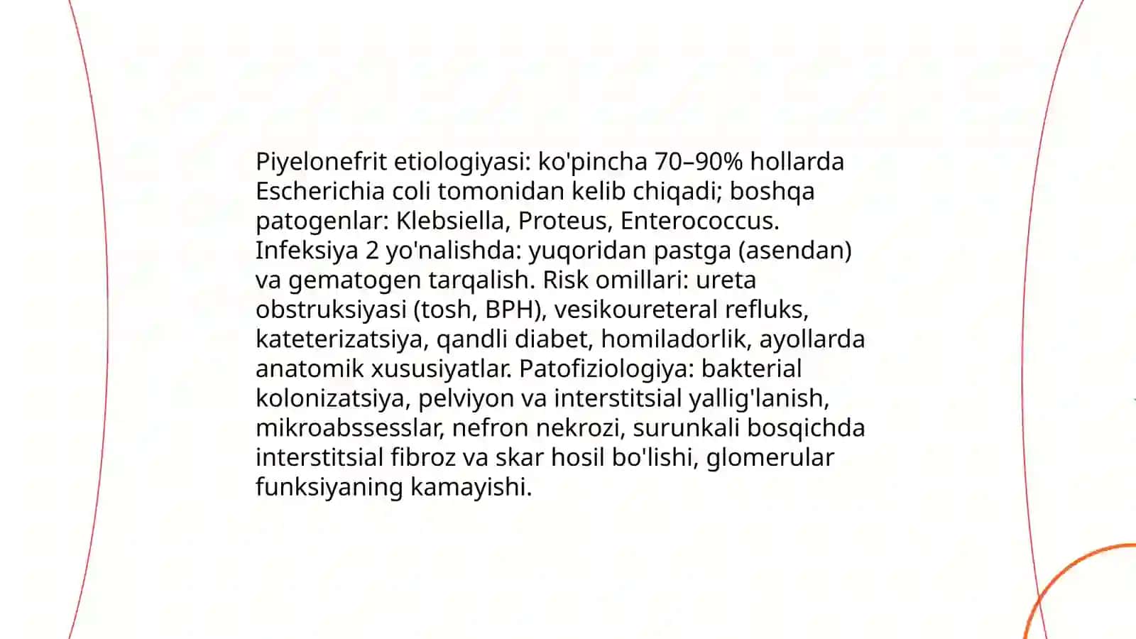 Buyrak va siydik ishlab chiqarish a'zolari kasalliklari. Piyelonefrit va glomerulonefritda ko'rsatiladigan hamshiralik parvarishi 3