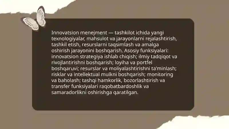 INNOVATSION MENEJMENTNING YOʻNALISHLARI VA FUNKSIYALARI 3