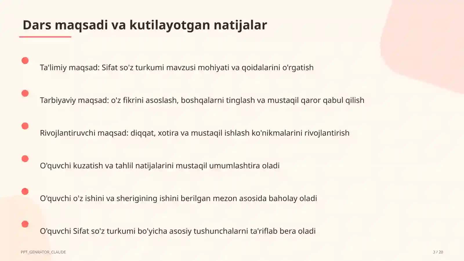 Sifat so'z turkumi (3-sinf) 3
