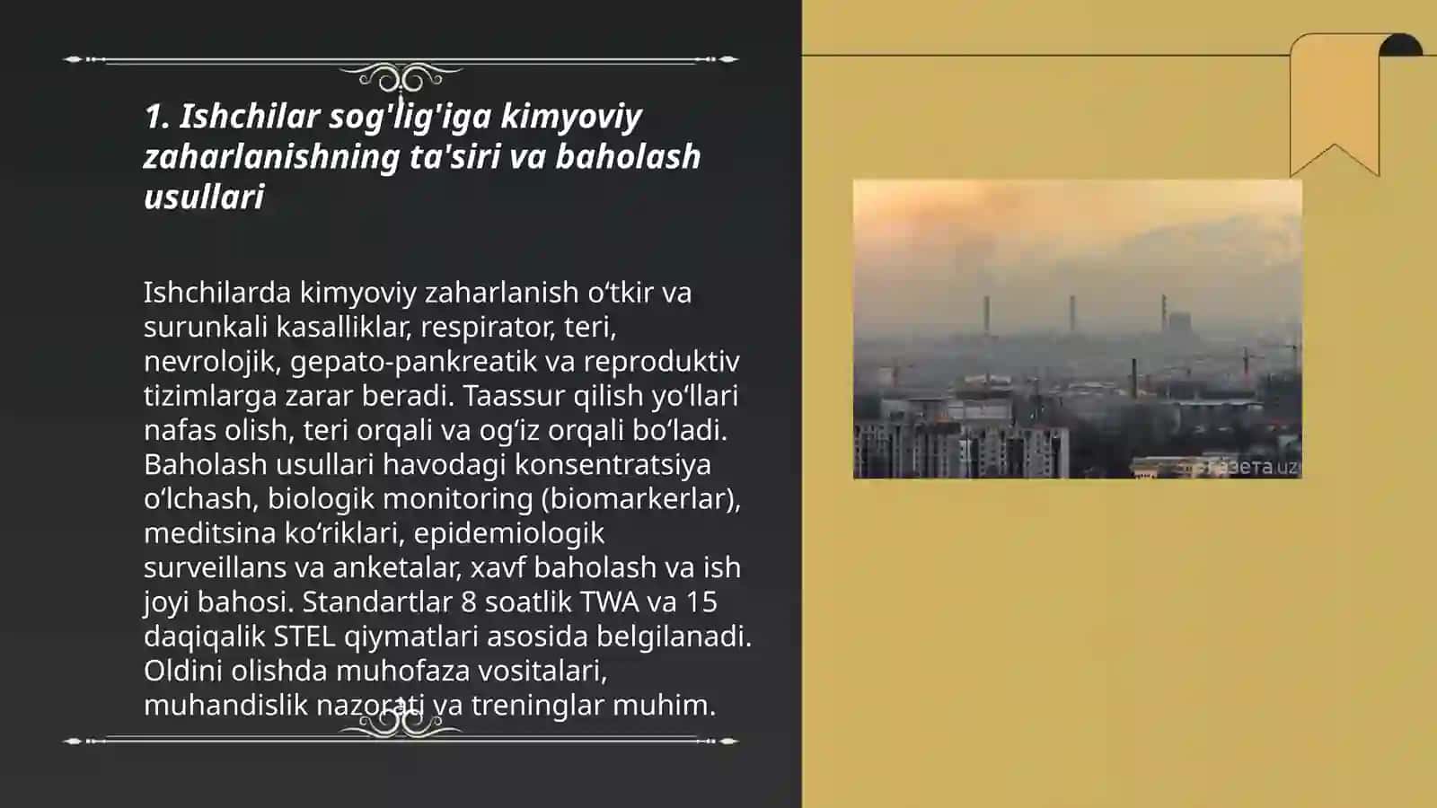 Xavfli va zararli ishlab chiqarish omillarini hodimlarga zaraini o’rganish 3
