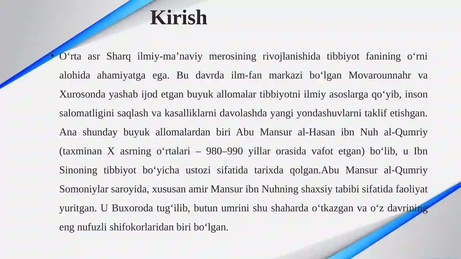 Abu Mansur al-Qumriy – Ibn Sinoga tibdan ta’lim bergan buyuk alloma 3
