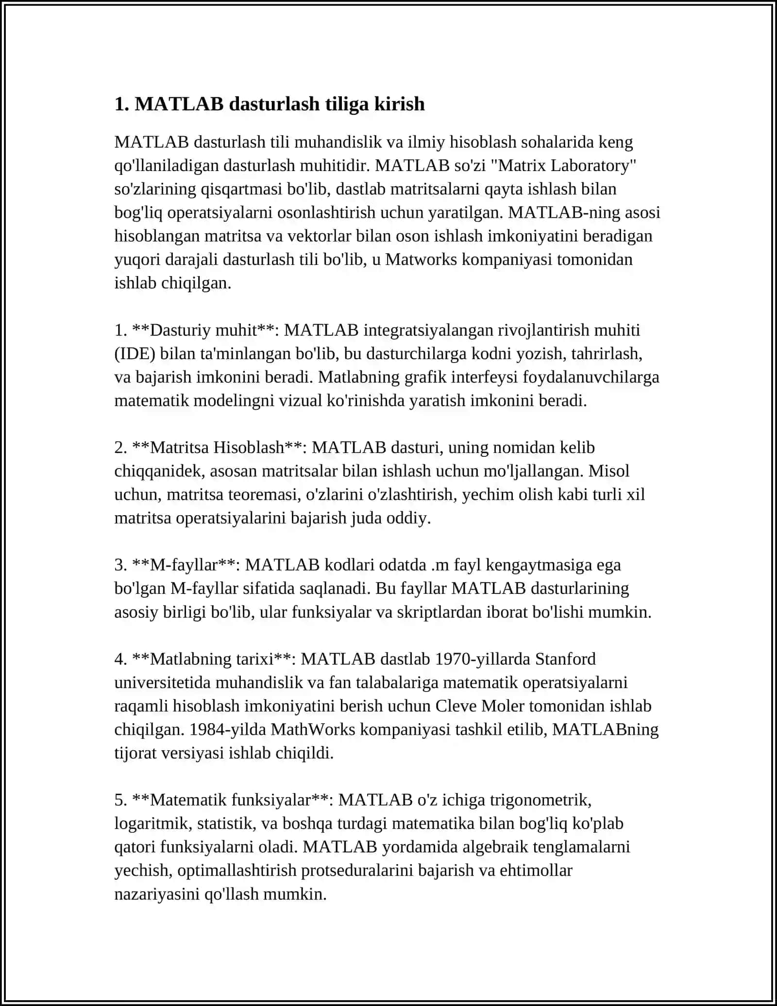 MATLAB DASTURLASH TILIGA 3