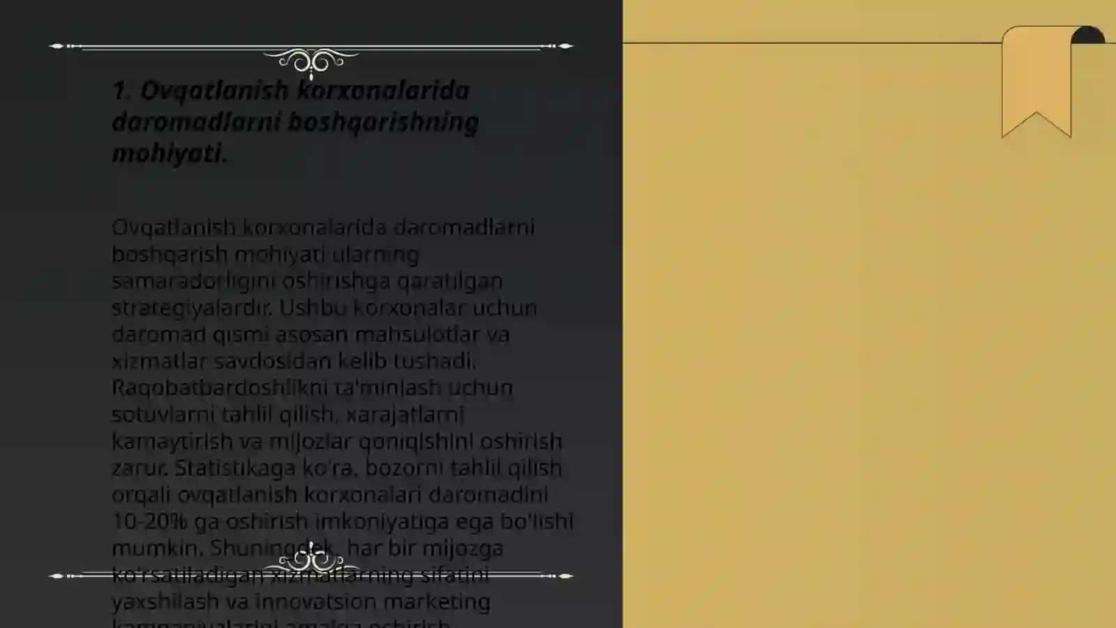 Ovqatlanish korxonalari daramodlarini boshqarishning nazariy asoslari 3