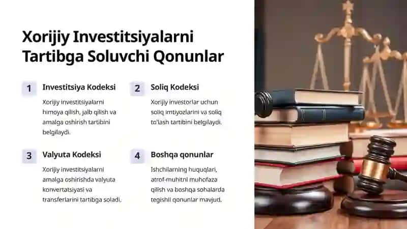 Xorijiy Investitsiyalar: Huquqiy Asoslar va O'sish Imkoniyatlari 3