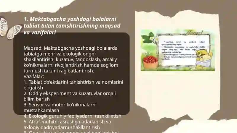 Maktabgacha yoshdagi bolalarni tabiat bilan tanishtirish vazifalar va metodlar 3
