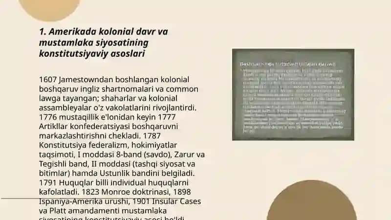 AQShning tashkil topishi va XX asr boshlarigacha konstitutsiyaviy rivojlanishi 3