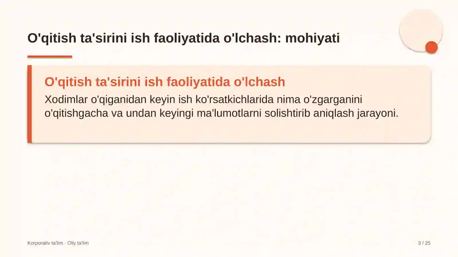 Kinoteatrlarda o'qitish natijalarini ish faoliyatiga ta'sirini o'lchash 3