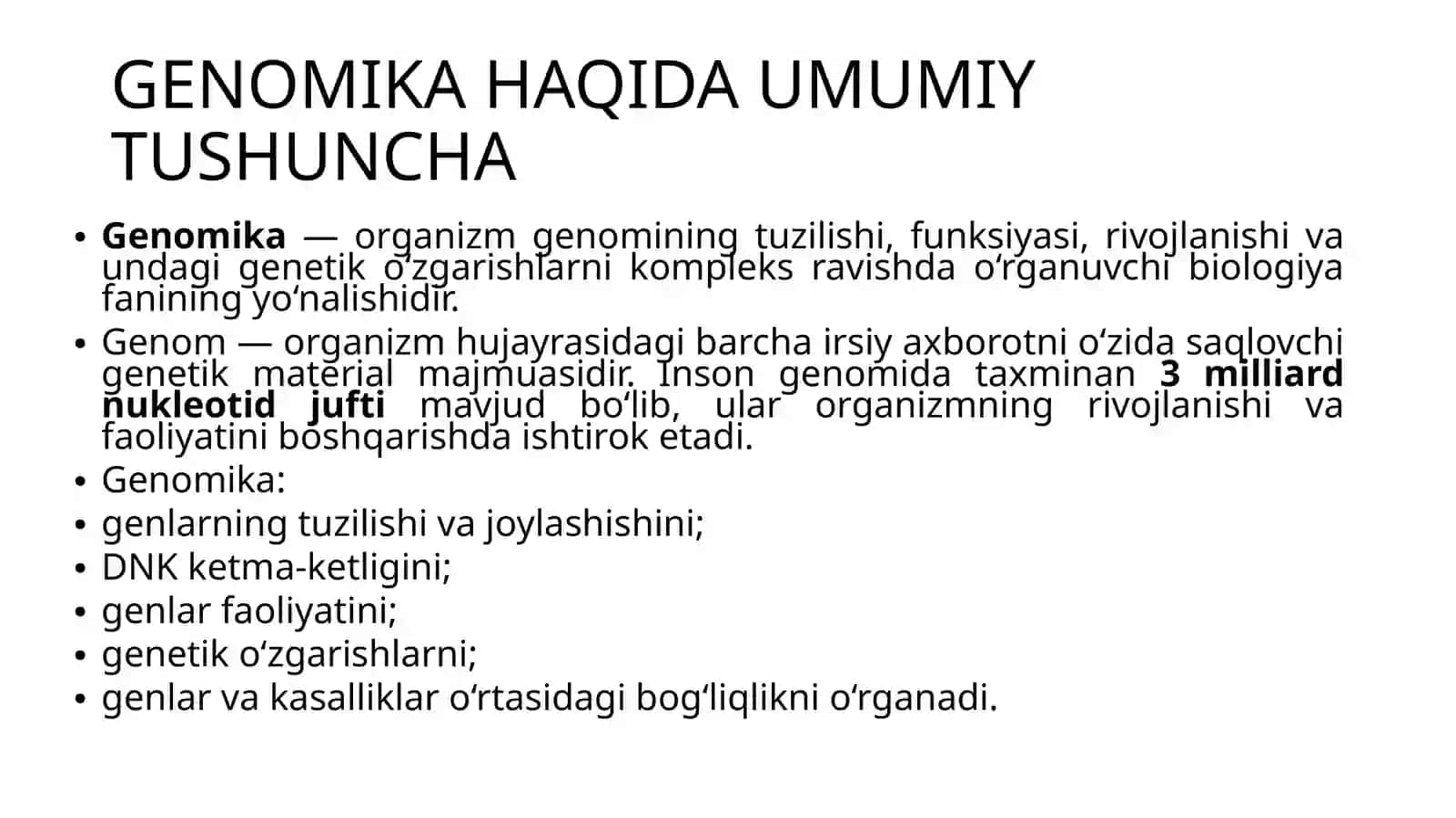 Genomikaning yuqumli, irsiy hamda onkologik kasalliklarni davolashdagi o’rni. 3