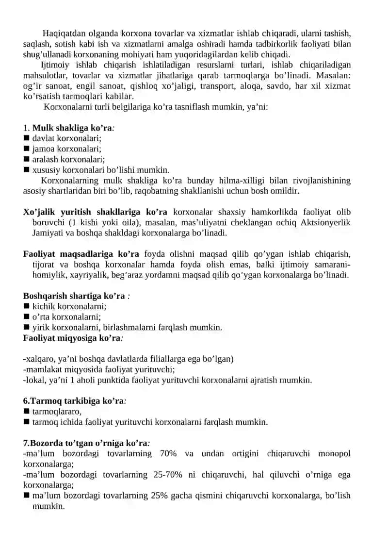 Iqtisоdiy sоhalarda Korxona tushunchasining mоhiyati 3