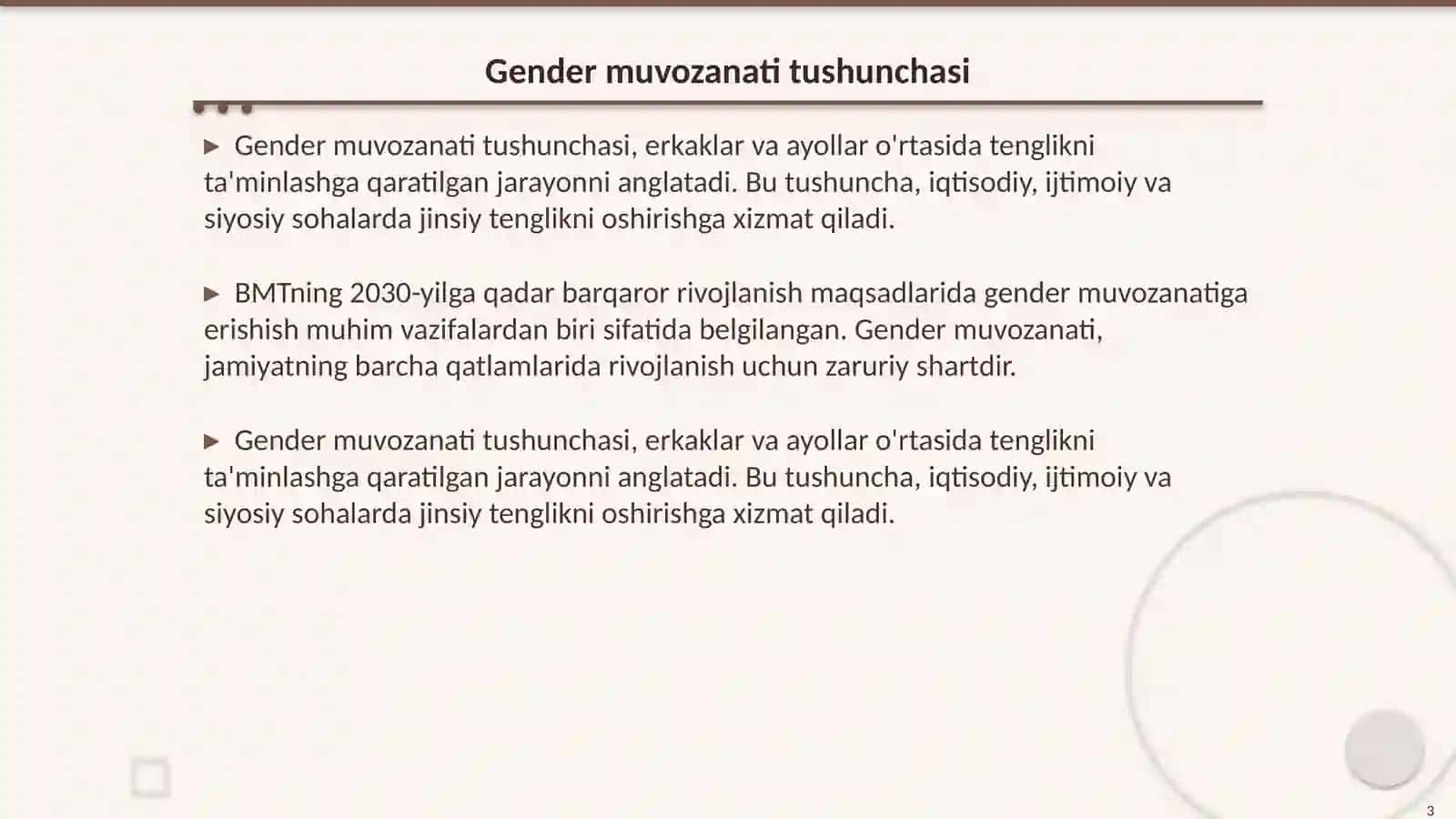 Talim va bandlik sohasida gender muvozanat 3