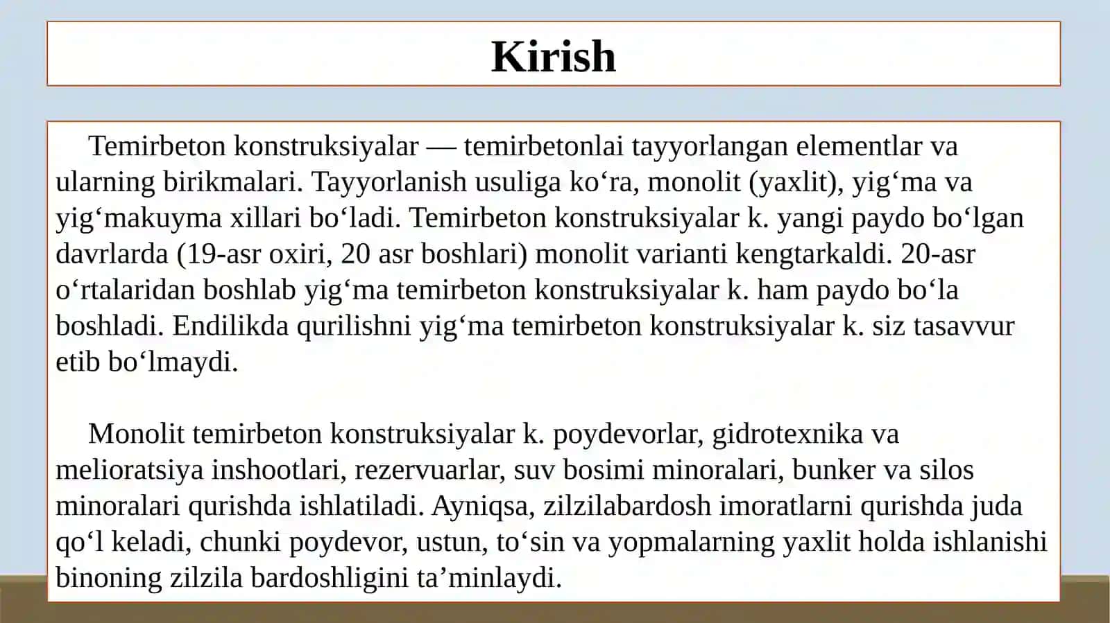 Yigʻma Temirbeton Konstruksiyalar 3
