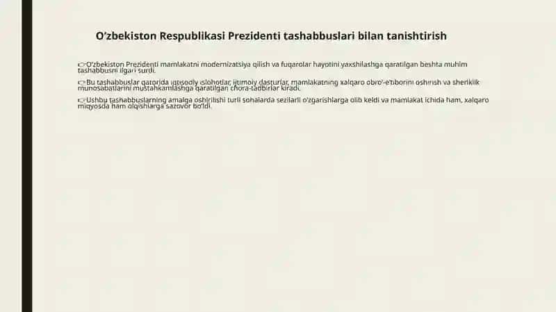 O'zbekiston Respublikasi Prezidenti tashabbuslari bilan tanishtirish 3