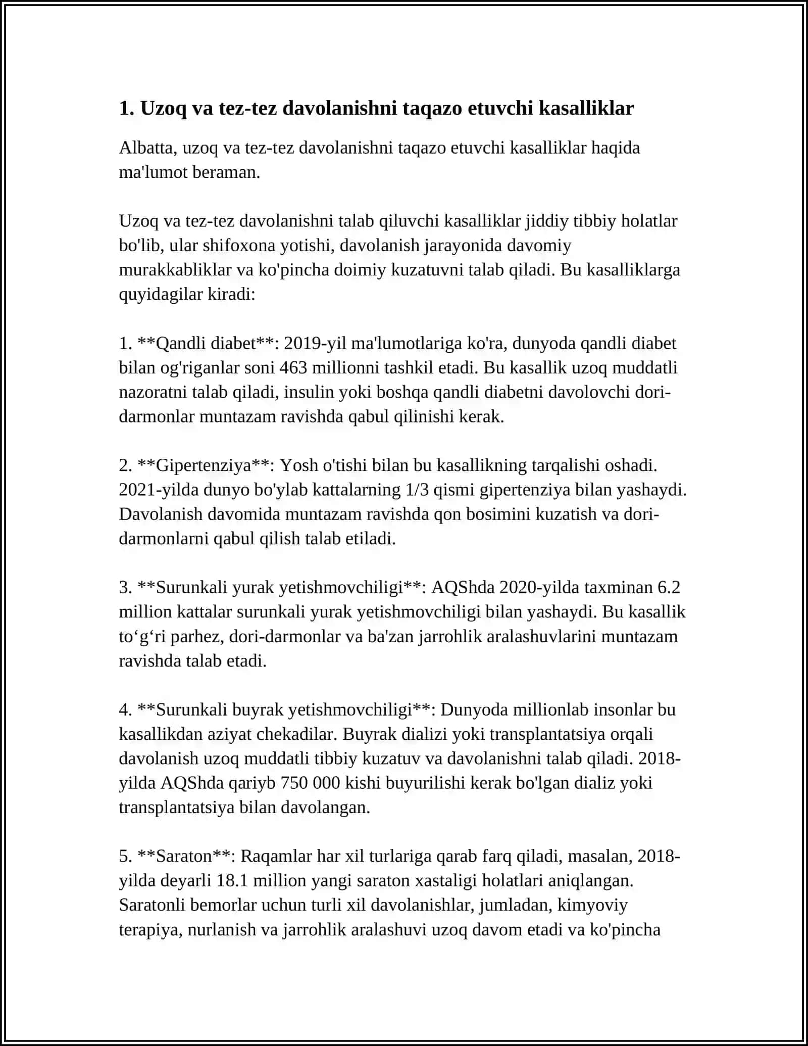 Uzoq va Tez-Tez Davolanishning Taqazo Etuvchi Kasalliklar Og'ir Kechuvchi Patologiysi 3
