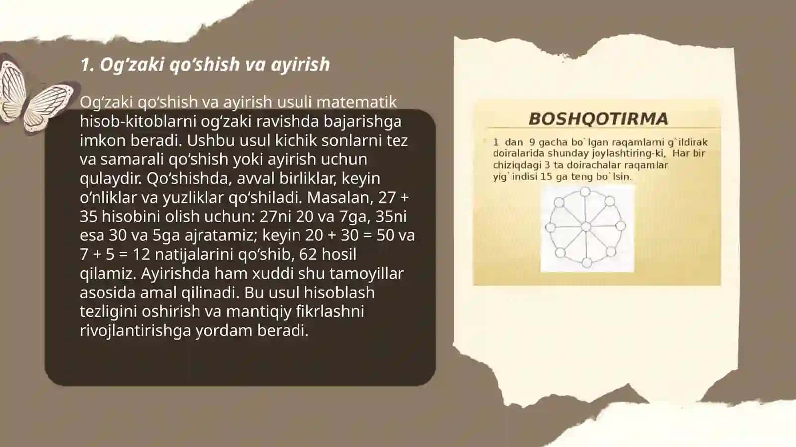 Og‘zaki va yozma hisoblashga doir didaktik (o‘yinlar) topshiriqlar to‘plamini tuzish 3