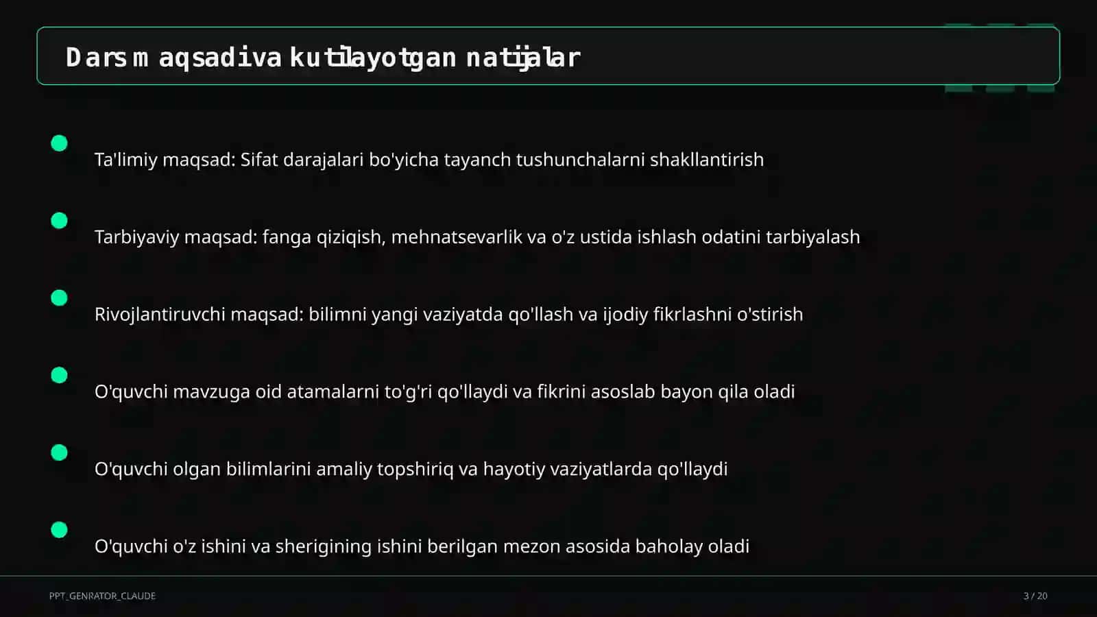 Sifat darajalari (6-sinf) 3