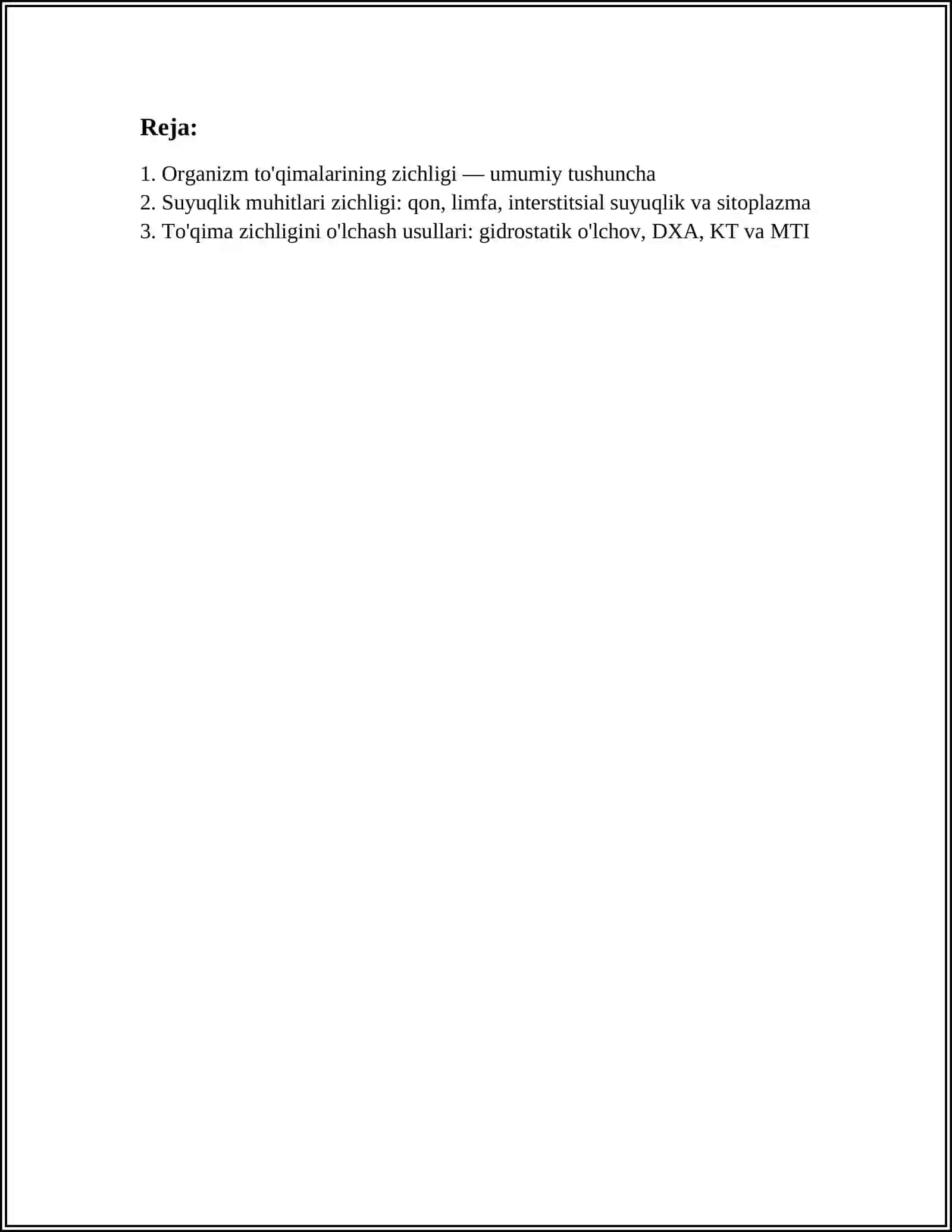 ORGANIZM TÒQIMALARINI VA SUYUQ MUHITLARI ZICHLIGI 3
