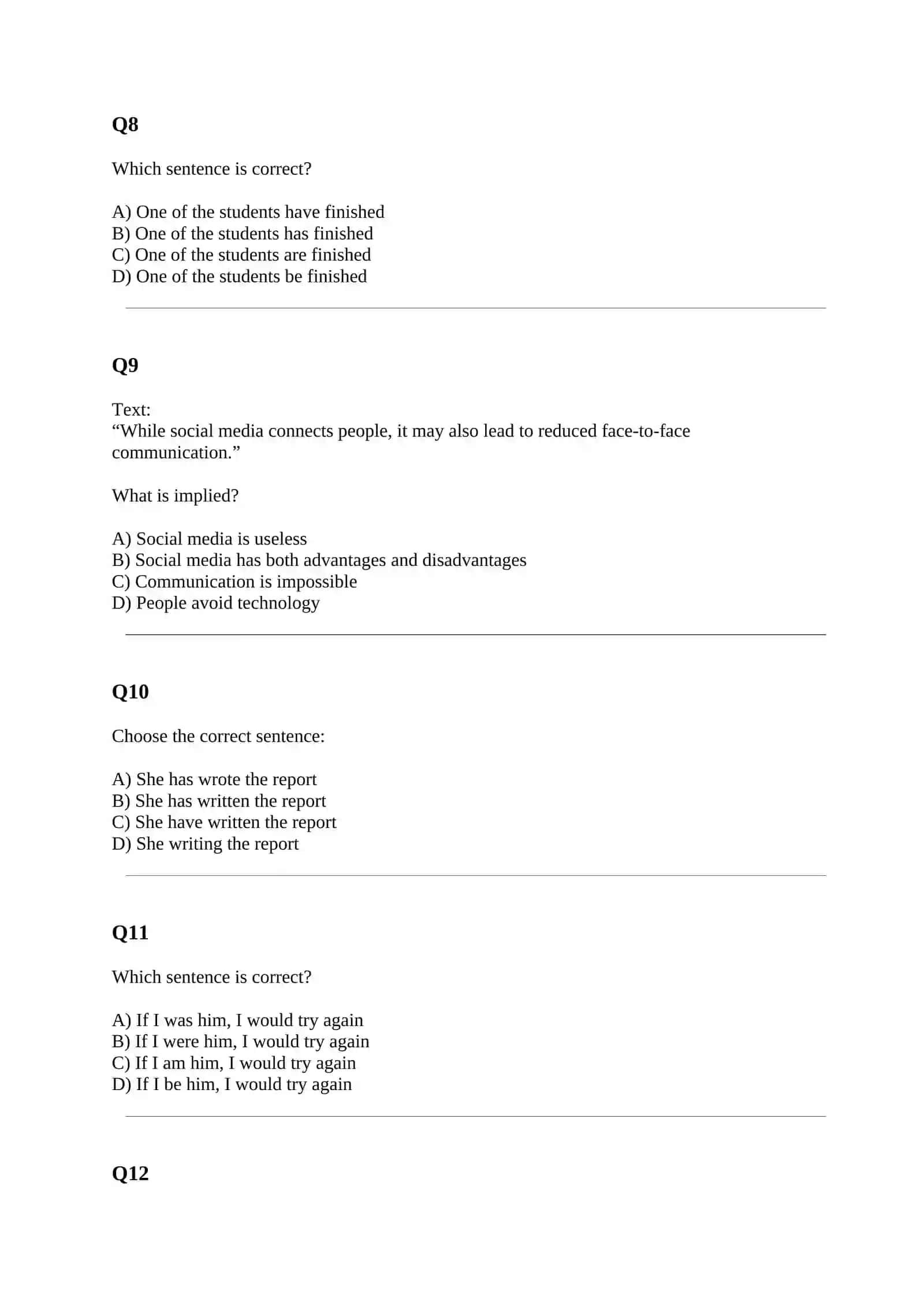 SAT STYLE TEST WITH ANSWERS 3