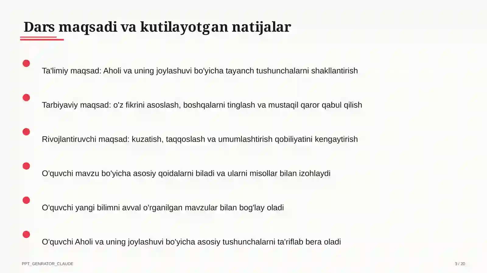 Aholi va uning joylashuvi (6-sinf) 3