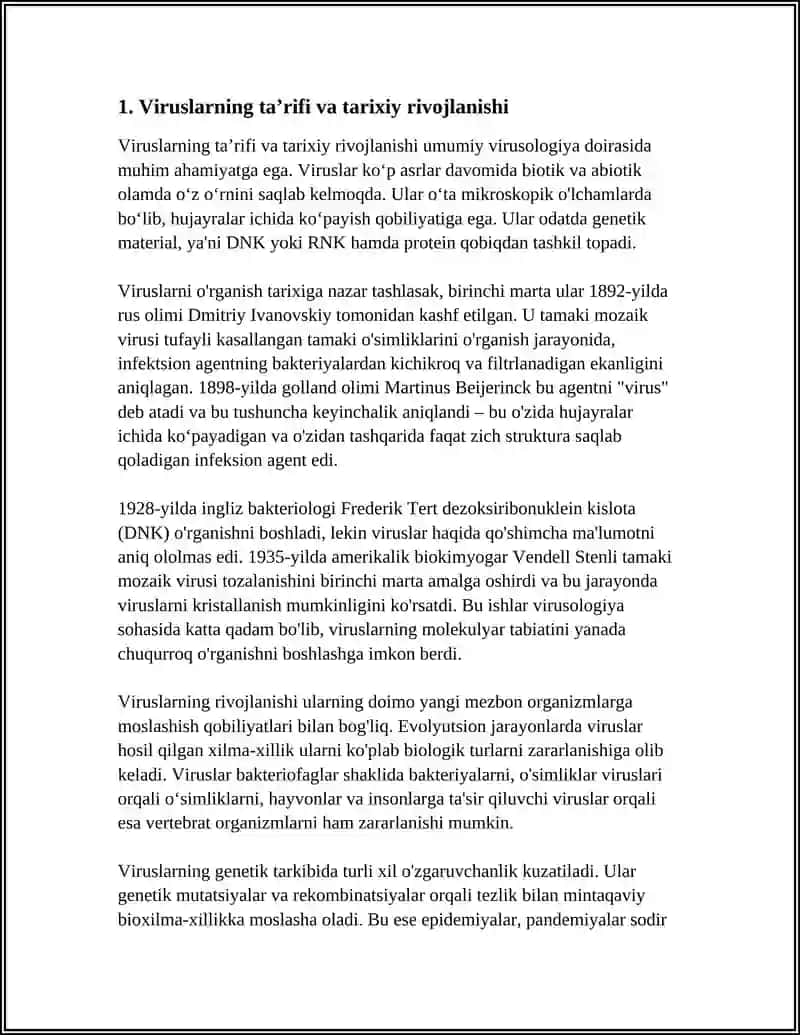 UMUMIY VIRUSOLOGIYA. VIRUSLARNING UMUMIY XARAKTERIKTIKASI. BAKTERIOFAG VA ULARNI ANIQLASH USULLARI 3
