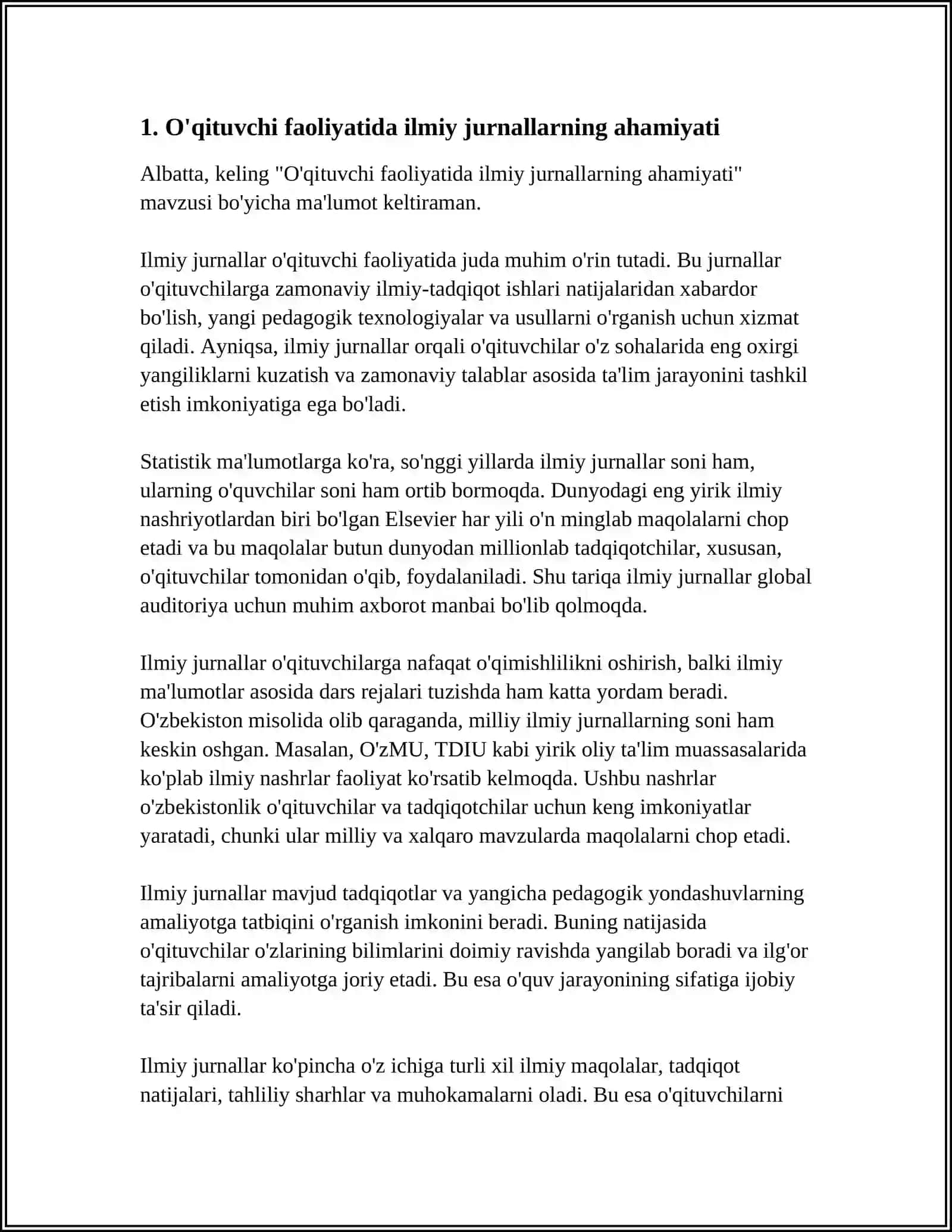 O'QITUVCHI FAOLIYATIDA ILMIY JURNALLAR VA OAVNING O'RNI 3