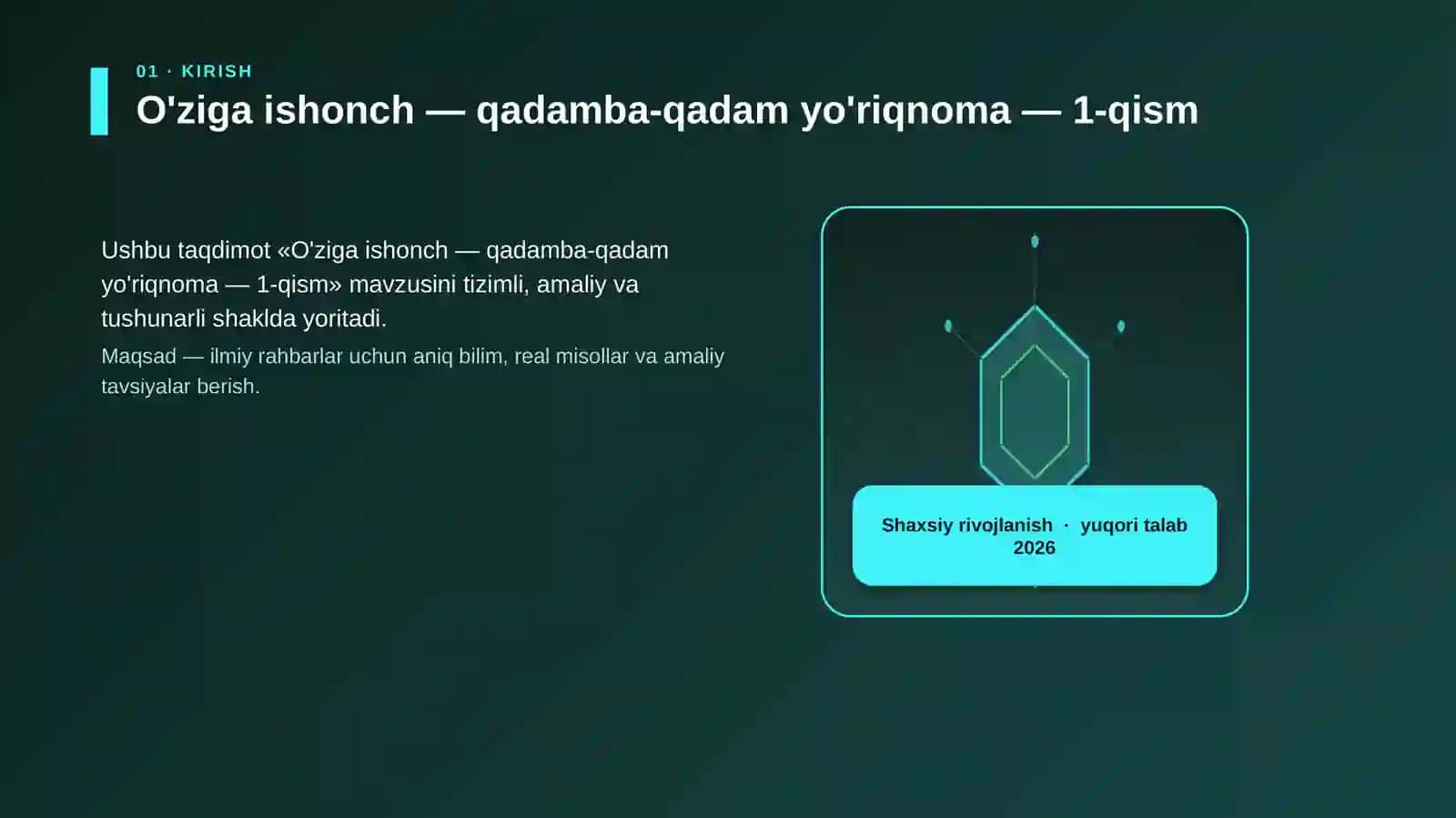 O'ziga ishonch — qadamba-qadam yo'riqnoma — 1-qism 3