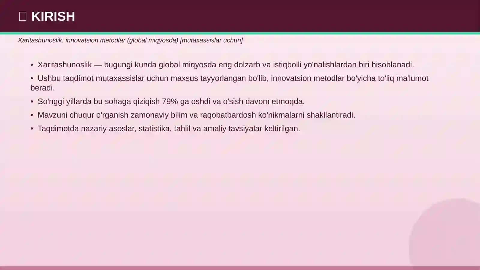 Xaritashunoslik: Innovatsion metodlar (global miqyosda) [mutaxassislar uchun] 3