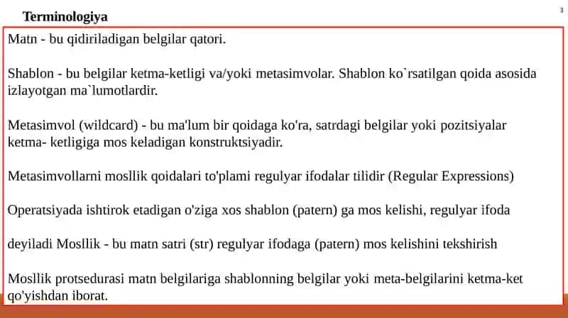 Pythonda regulyar ifodalar 3