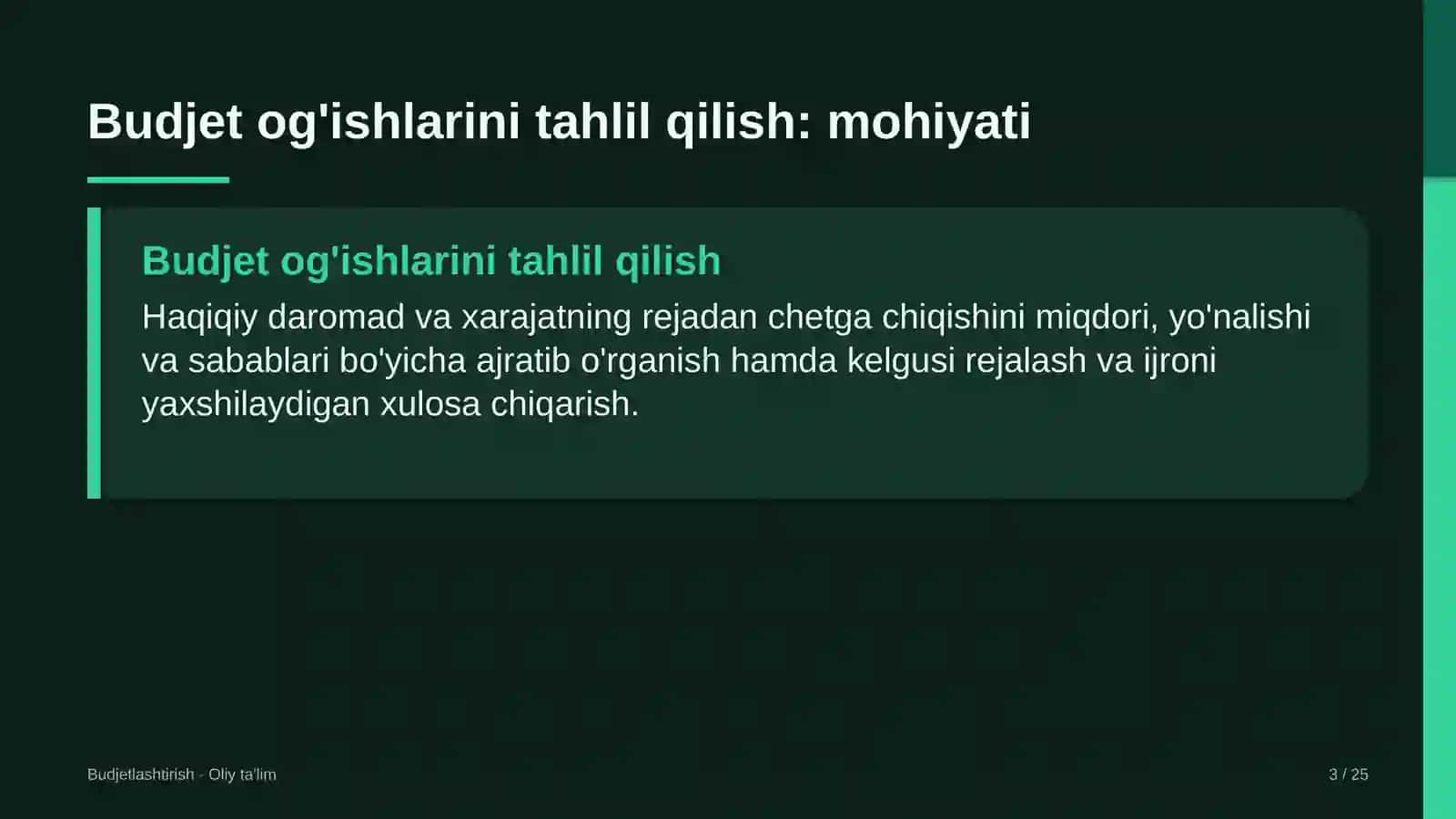 elektr montaj ishlarida budjet og'ishlarini tahlil qilish 8665 3