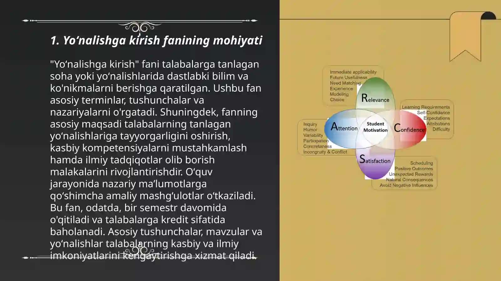 Yoʻnalishga kirish fanining maqsadi va vazifalari 3