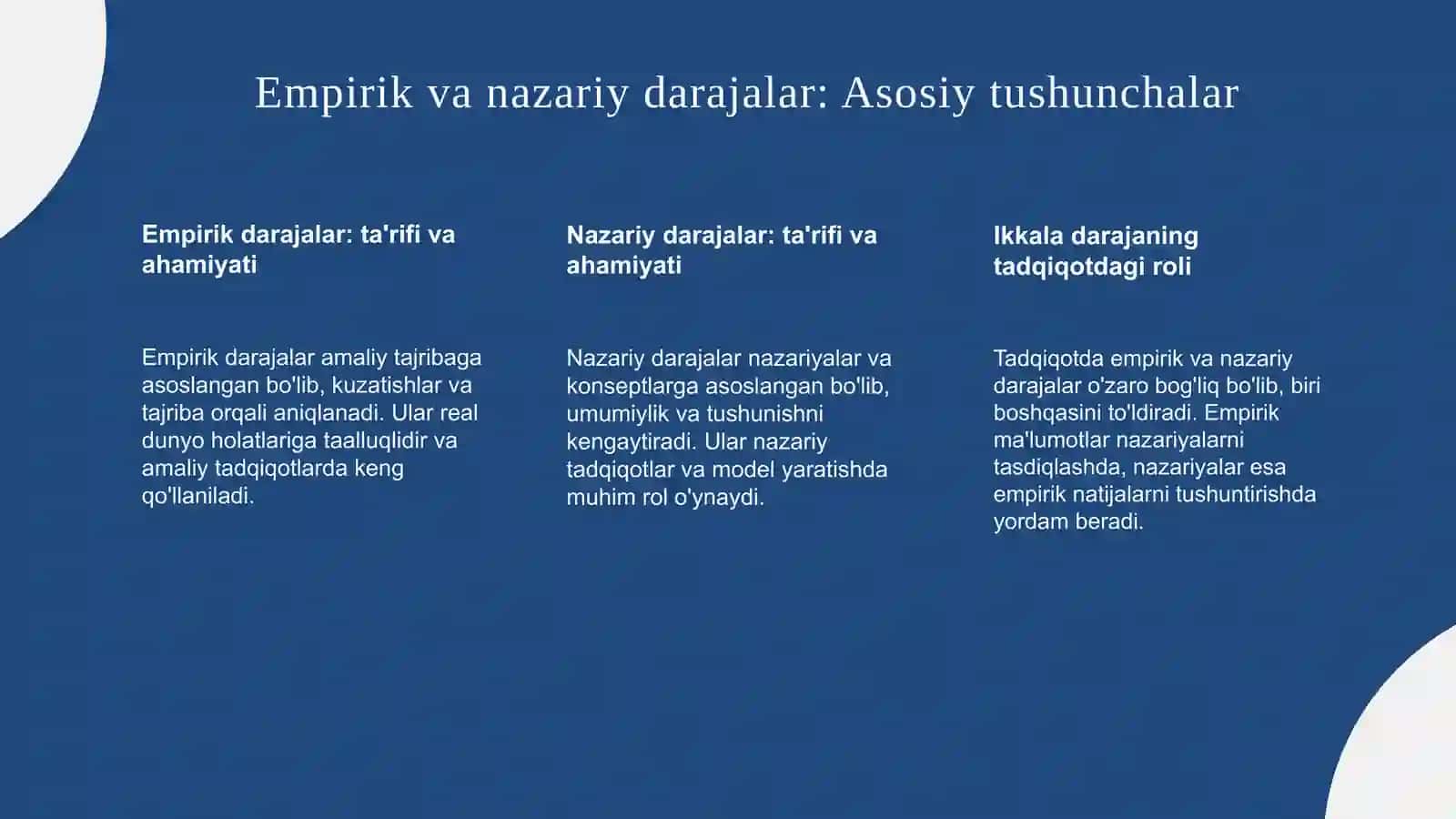 Tadqiqotning empirik va nazariy darajalari 3