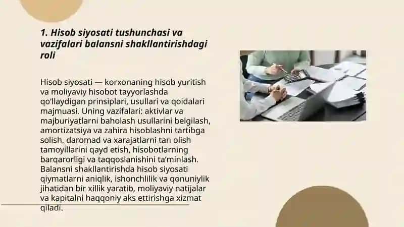 Balansni shakllantirishda hisob siyosatining roli 3