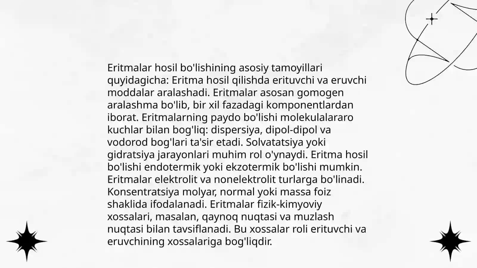 Eritmalar hosil bo'lishi va ularning konsentratsiyalari - Yusupov Samandar 3