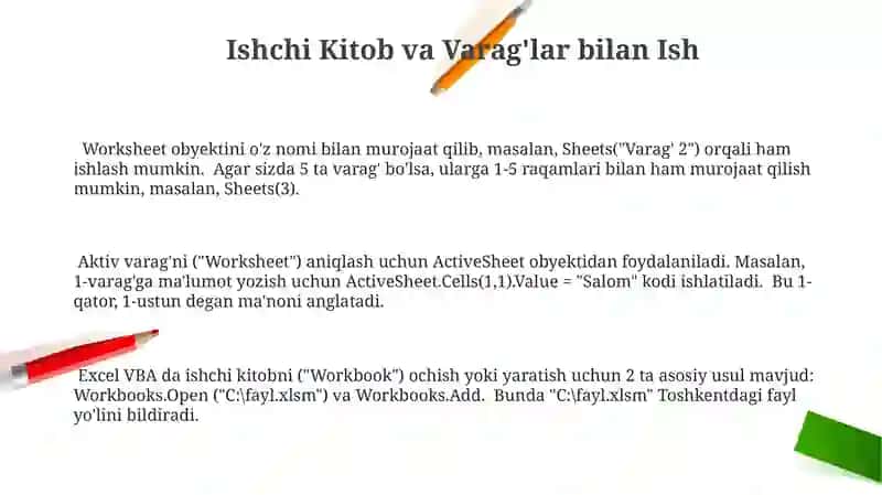 Excel VBA asoslari va dasturlash 3