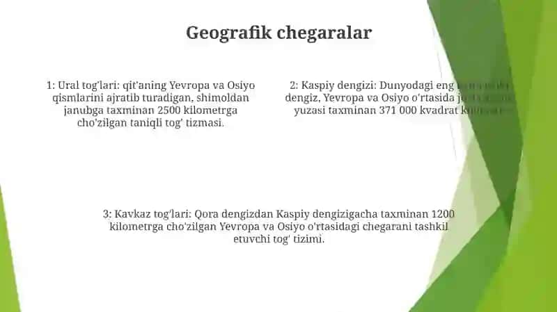 Yevroosiyo materigining ixtiyoriy tabiiy geografik rayoni 3