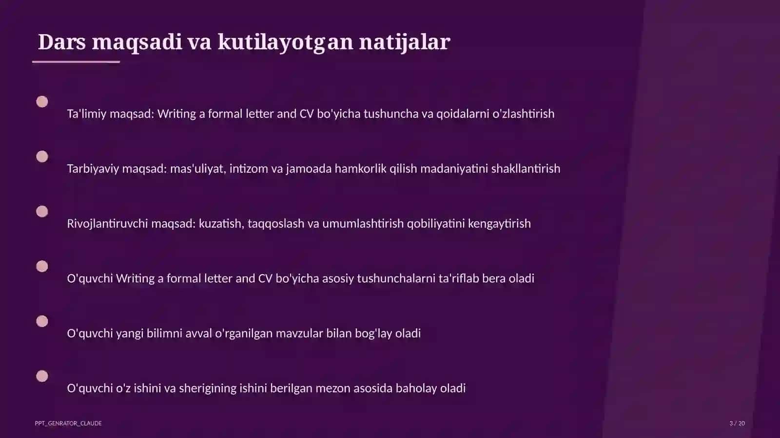 Writing a formal letter and CV (10-sinf) 3