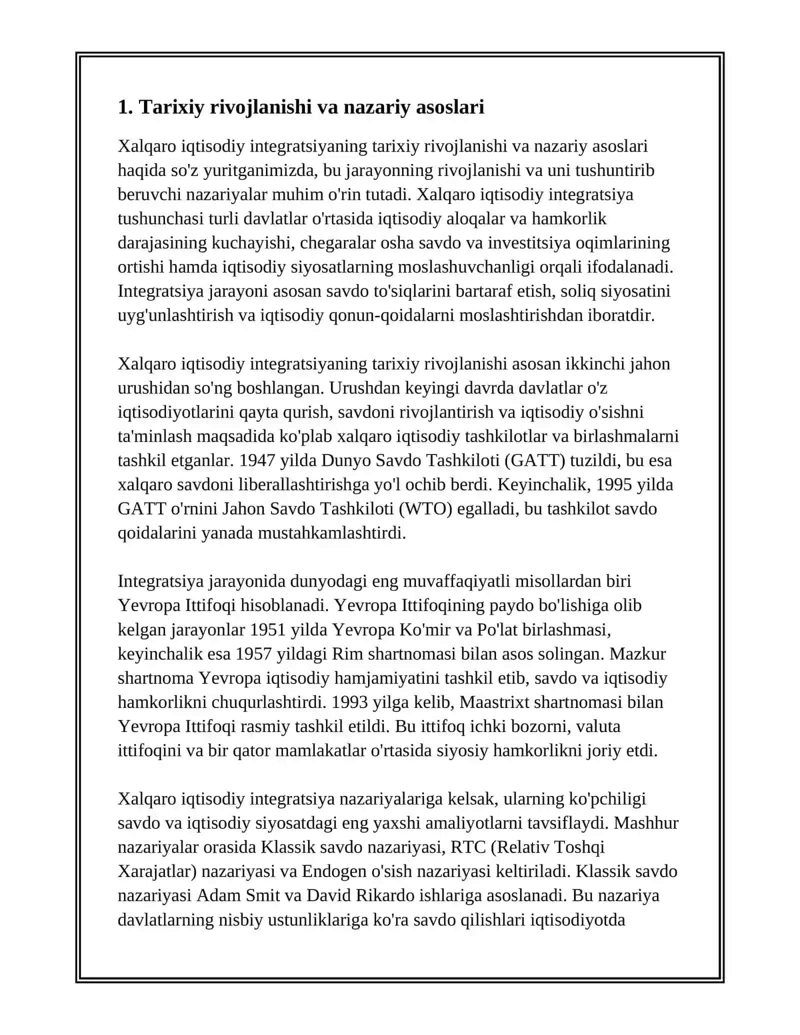 XALQARO IQTISODIY INTEGRATSIYANING RIVIJLANISH XUSUSIYATLARI 3